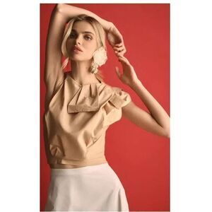 Anthropologie MAEVE POPLIN BOW CROP TOP